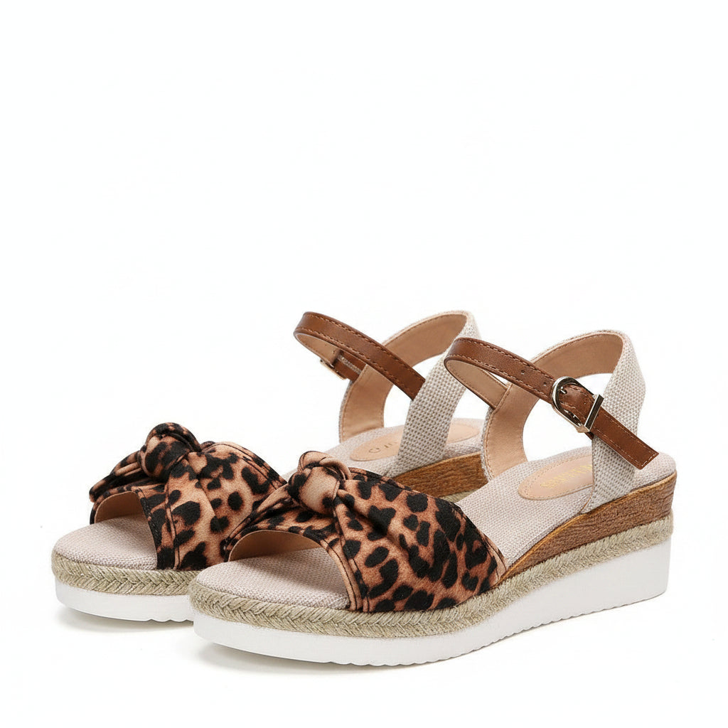 New Thick-soled Bow Sandals Summer Fashion Casual Linen Buckle Wedges Shoes For Women........