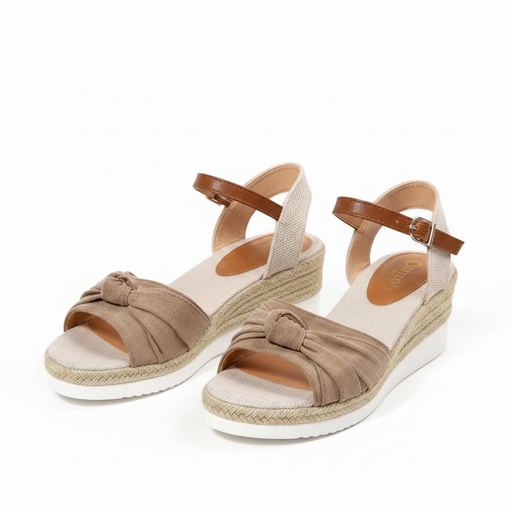 New Thick-soled Bow Sandals Summer Fashion Casual Linen Buckle Wedges Shoes For Women........