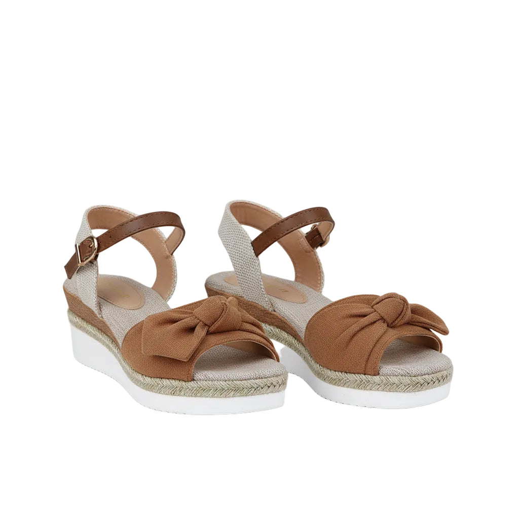 New Thick-soled Bow Sandals Summer Fashion Casual Linen Buckle Wedges Shoes For Women.....