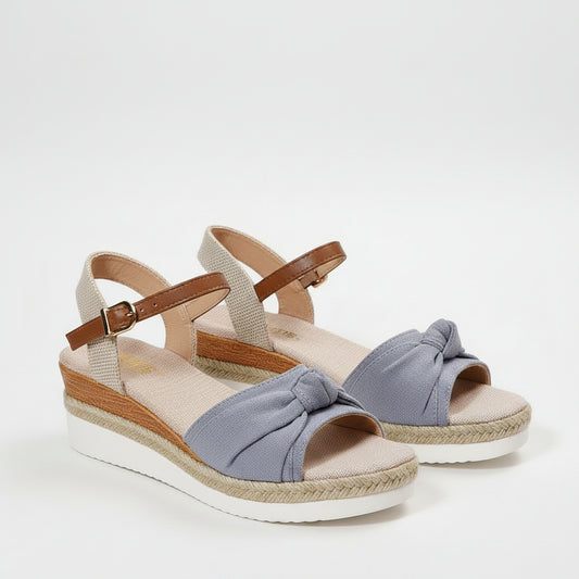 New Thick-soled Bow Sandals Summer Fashion Casual Linen Buckle Wedges Shoes For Women